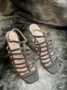 kate spade Metallic Glitter Strappy High-Heel Sandals